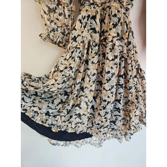 NWD By Anthropologie V-Neck Ruffle Cutout Dress Size S Neutral 9E405 - Picture 5 of 14